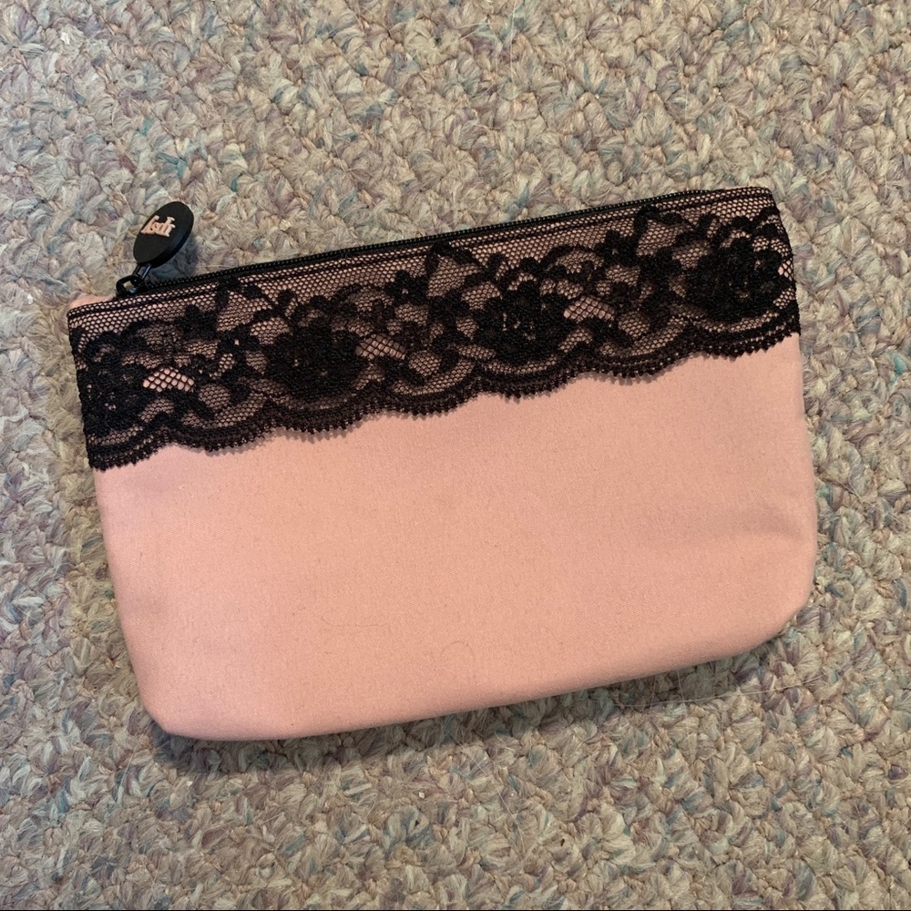 Pink with Black Lace Makeup Bag